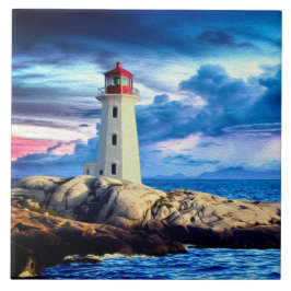Vuurtoren L - Grote keramische tegel Tegeltje