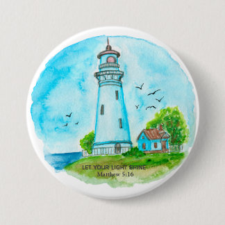 vuurtoren laat je licht schijnen Matthew 5:16 Ronde Button 7,6 Cm