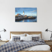 vuurtoren | Lichte vuurtoren van Portland Head Canvas Afdruk (Insitu (Slaapkamer))