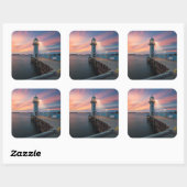 vuurtoren | Marina, Singapore Vierkante Sticker (Vel)