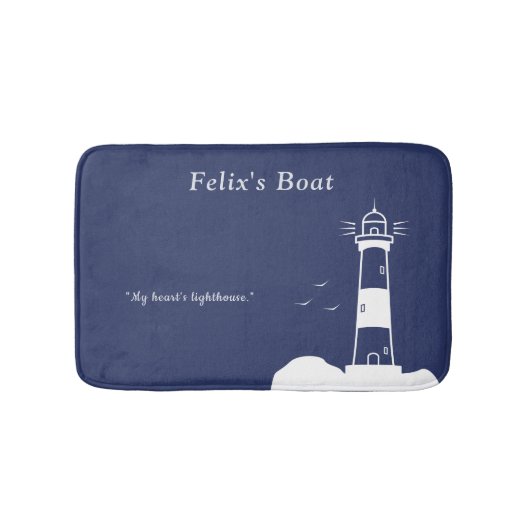 Vuurtoren Marine Blauw Badmat (Voorkant)