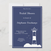 Vuurtoren Marine Blauw Bridal Douche Uitnodiging (Voorkant)