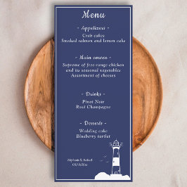 Vuurtoren Marine Blauw Bruiloft Menu
