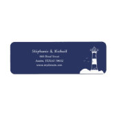 Vuurtoren Marine Blauw Bruiloft Retouradres Label (Voorkant)