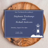 Vuurtoren Marine Blauw Bruiloft Save The Date Kaart