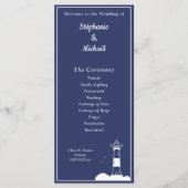 Vuurtoren Marine Blauw Huwelijksceremonie Programm Menu (Voorkant)