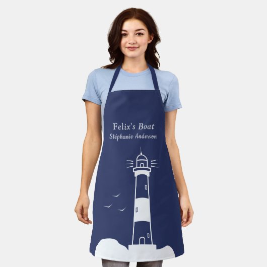 Vuurtoren Marine Blauw Schort (Gedragen)