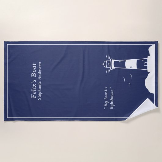 Vuurtoren Marine Blauw Strandlaken (Voorkant)