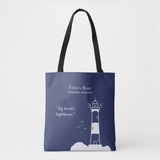 Vuurtoren Marine Blauw Tote Bag (Voorkant)