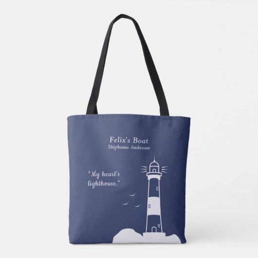 Vuurtoren Marine Blauw Tote Bag (Achterkant)