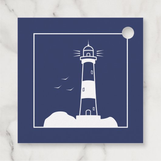 Vuurtoren marine blauwe bruiloft dank u bedankjes labels (Achterkant)