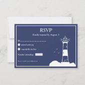 Vuurtoren marineblauw bruiloft RSVP Kaart (Voorkant)