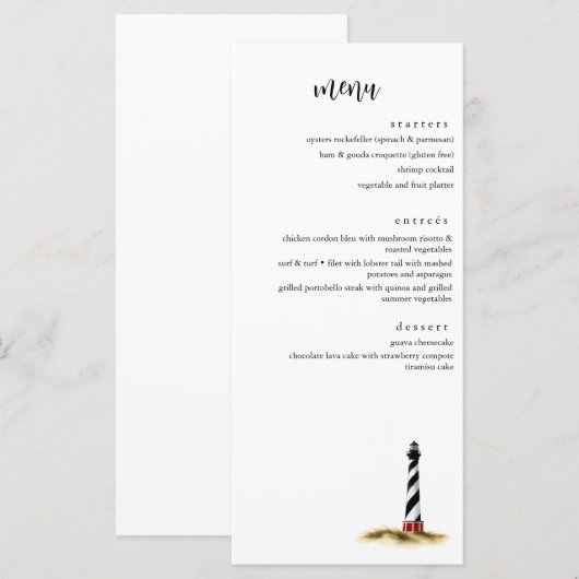 Vuurtoren Menu (Voorkant / Achterkant)