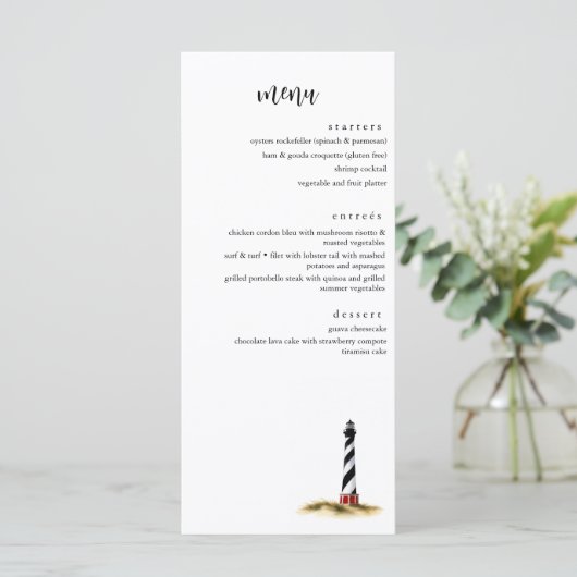 Vuurtoren Menu (Staand voorkant)