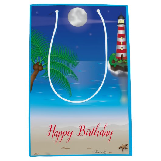 Vuurtoren met dikke tas medium cadeauzakje (Voorkant)