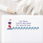 vuurtoren met een rode vlag etiket (Insitu)