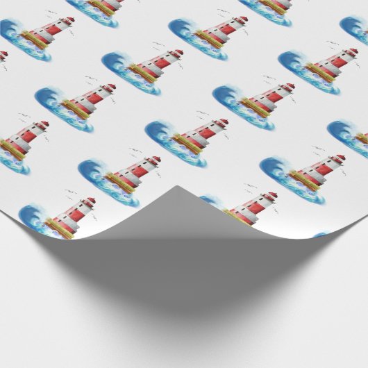 vuurtoren met golf cadeaupapier (Hoek)