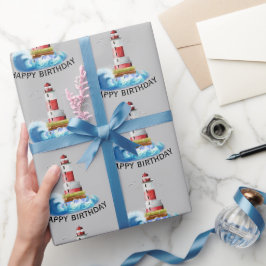 Vuurtoren met golfslag cadeaupapier