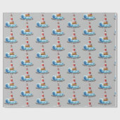 Vuurtoren met golfslag cadeaupapier (Vlak)