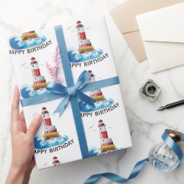 Vuurtoren met golfslag cadeaupapier