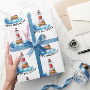 Vuurtoren met golfslag cadeaupapier