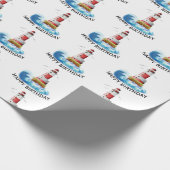 Vuurtoren met golfslag cadeaupapier (Hoek)