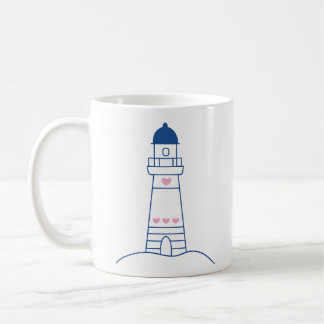 Vuurtoren met Hartjes Schattig Handgetekend Ontwer Koffiemok