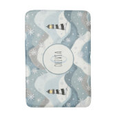 Vuurtoren met Ijsgolven Winter Nautical Monogram Badmat (Voorkant Verticaal)