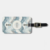 Vuurtoren met Ijsgolven Winter Nautilus Monogram Bagagelabel (Voorkant horizontaal)