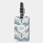 Vuurtoren met Ijsgolven Winter Nautilus Monogram Bagagelabel (Voorkant verticaal)
