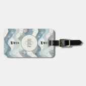 Vuurtoren met ijzige golven Winter Nautisch Monogr Bagagelabel (Voorkant horizontaal)