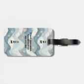 Vuurtoren met ijzige golven Winter Nautisch Monogr Bagagelabel (Achterkant horizontaal)