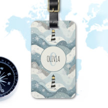 Vuurtoren met ijzige golven Winter Nautisch Monogr