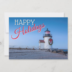 Vuurtoren met kerstmis feestdagenkaart