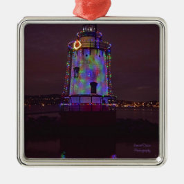 Vuurtoren met kerstmis metalen ornament