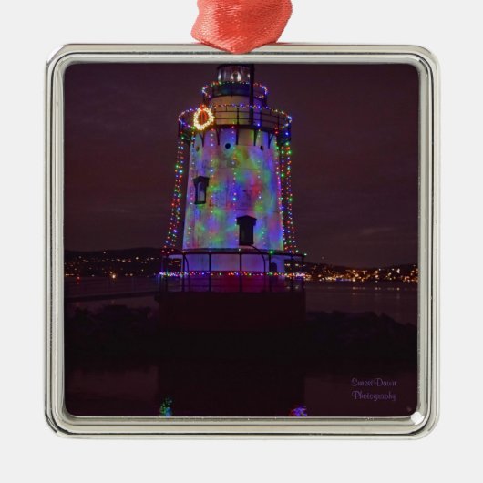 Vuurtoren met kerstmis metalen ornament (Voorkant)