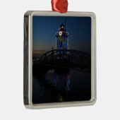 Vuurtoren met kerstverlichting metalen ornament (Rechts)