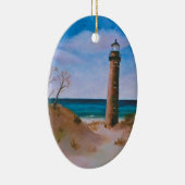 vuurtoren met klein verkooppunt keramisch ornament (Rechts)