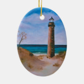 vuurtoren met klein verkooppunt keramisch ornament (Achterkant)