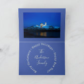 Vuurtoren met prettige kerstfeestdagen feestdagen kaart (Binnen)