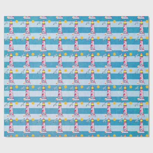 Vuurtoren met rode Waterverf Cadeaupapier (Vlak)