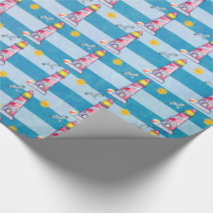 Vuurtoren met rode Waterverf Cadeaupapier