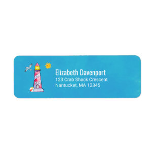 Vuurtoren met rode Waterverf Etiket