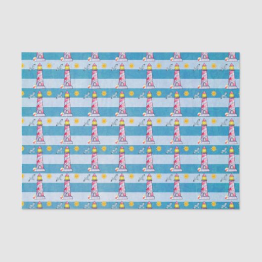 Vuurtoren met rode Waterverf Tissuepapier (Voorkant)