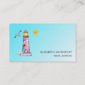 Vuurtoren met rode Waterverf Visitekaartje (Voorkant)