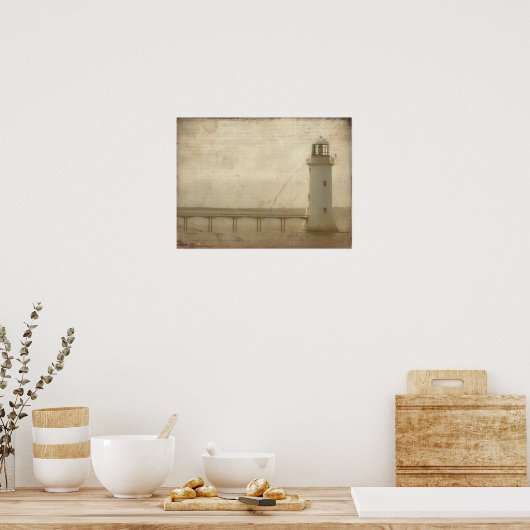 vuurtoren met textiel poster (Keuken)