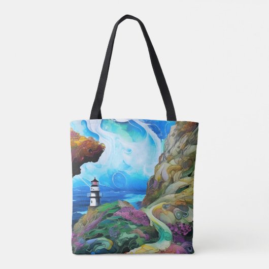 Vuurtoren met uitzicht op het Zee Tote Bag (Achterkant)