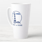 Vuurtoren met Uw Boot of Naam 2 Opgeruimd Groot Latte Mok (Linkerhoek)