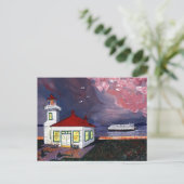 Vuurtoren met veerboot briefkaart (Staand voorkant)