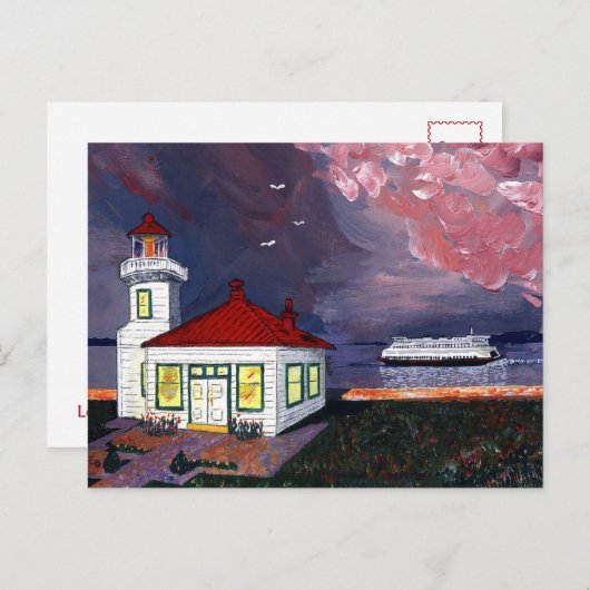 Vuurtoren met veerboot briefkaart (Voorkant / Achterkant)